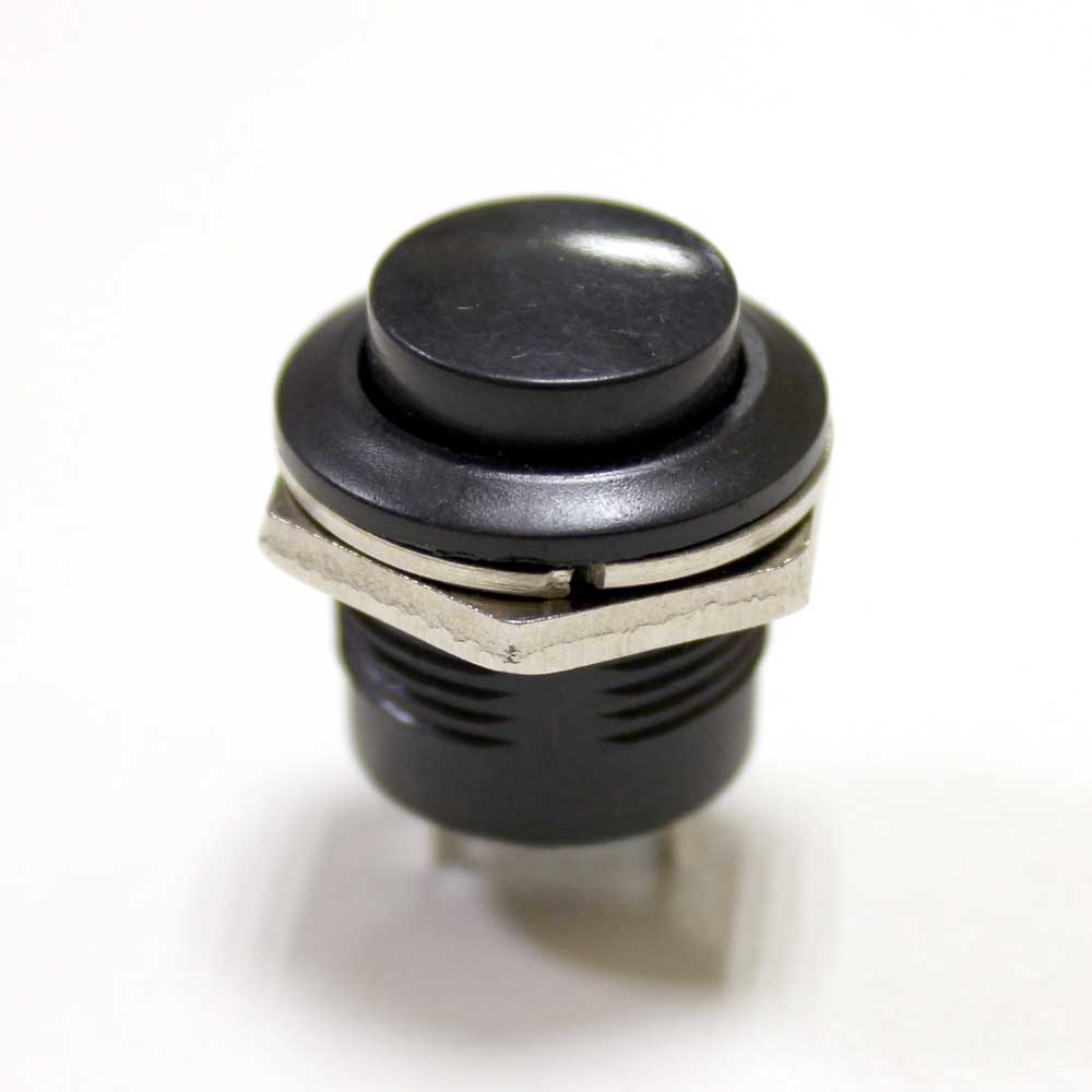 Кнопка без фиксации CX-R13-507 (Dуст-15мм, H-19мм) (I-O) чёрная 250В 3А